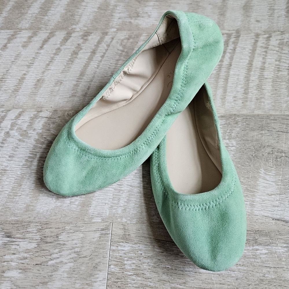Mint Green Suede Ballet Flats for Women